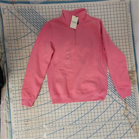 Izod‎ Golf Ladies Pink Mock Neck Zip Front Henley Sweatshirt - Picture 6 of 12